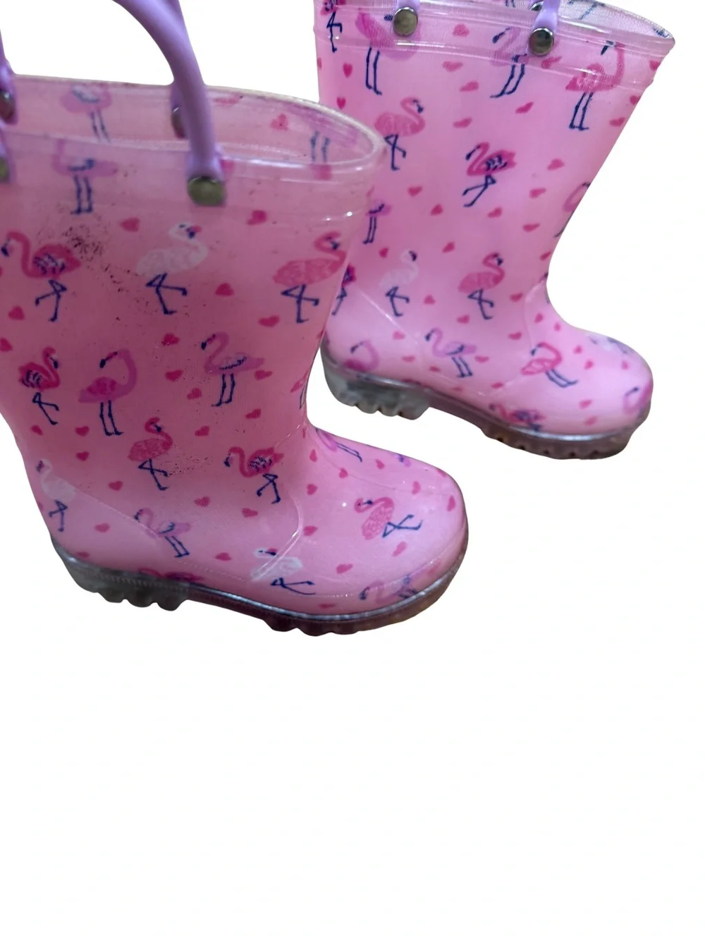 Pink Flamingo Kids Light-Up Rain Boots